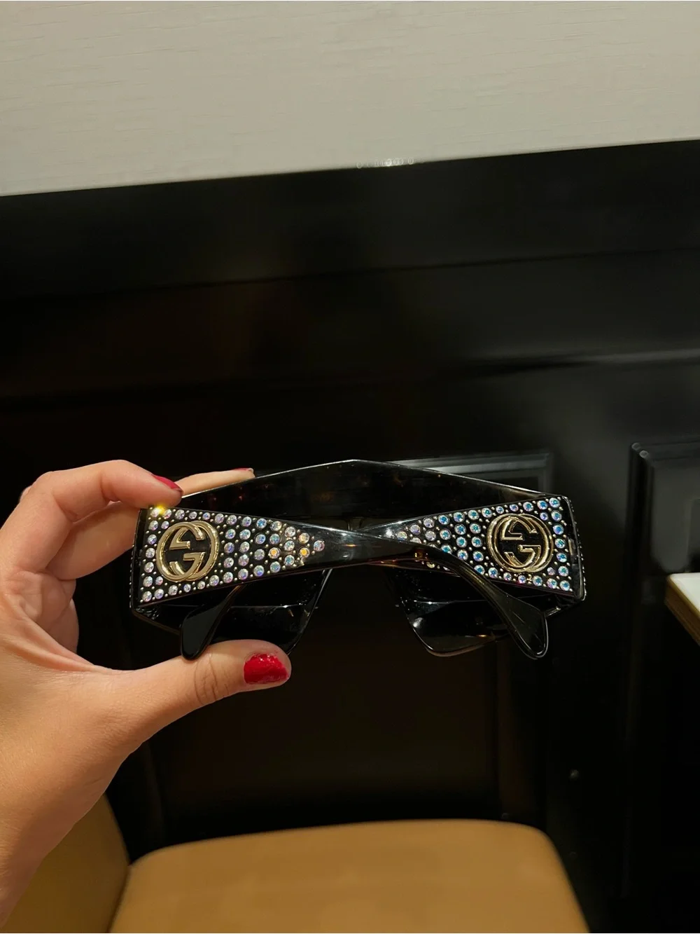 Y2K Gucci Rhinestone Shield Sunglasses